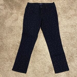 Charter Club Women’s Navy Blue with White Stars Denim Pants